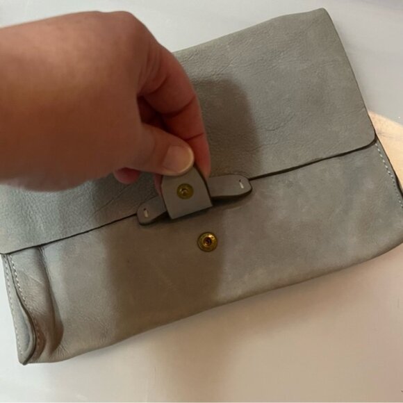 GAP Gray Clutch Suede Leather Wristlet - Picture 3 of 8